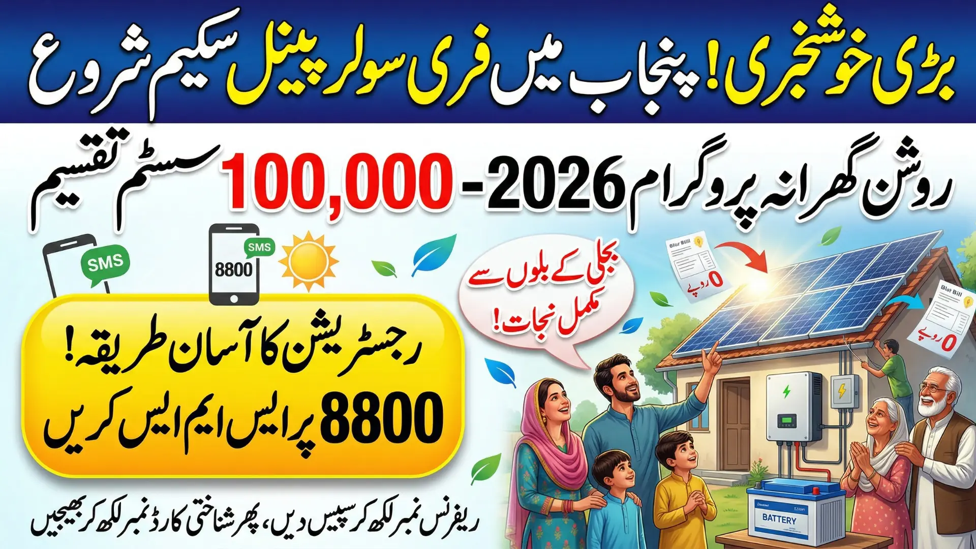 Big Update: CM Punjab Roshan Gharana Program 2026 – Apply via 8800 SMS for Free Solar